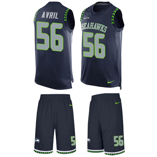 Men's Limited Cliff Avril Nike Jersey Navy Blue - #56 Tank Top Suit NFL Seattle Seahawks